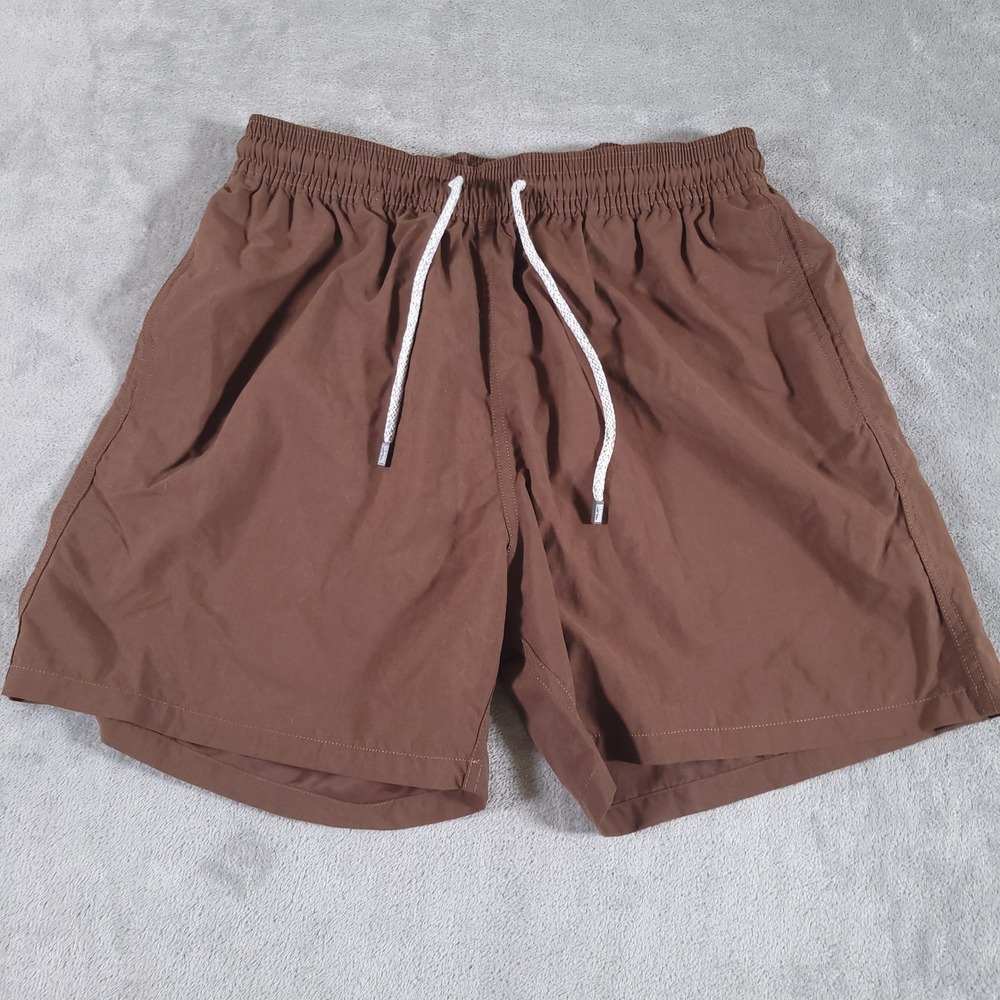 Vilebrequin Swim Trunks Mens XL Brown Moorea Solid Nylon Mesh Lined Swimwear